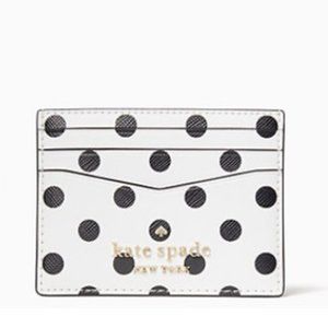 Kate Spade Staci Small Slim Cardholder Dot Printed Cream Multi